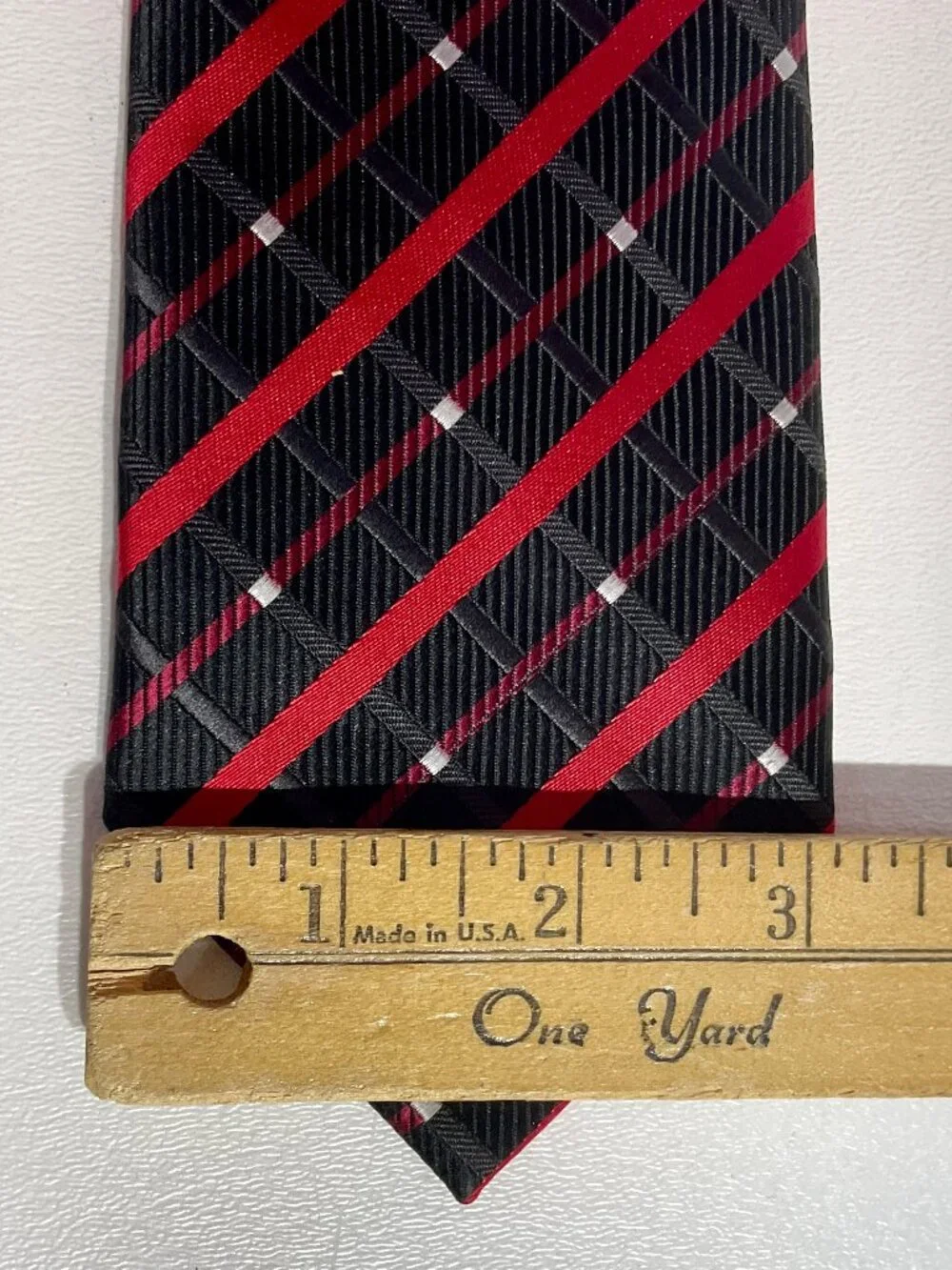 Bill Robinson Mens Tie Black Red White Plaid